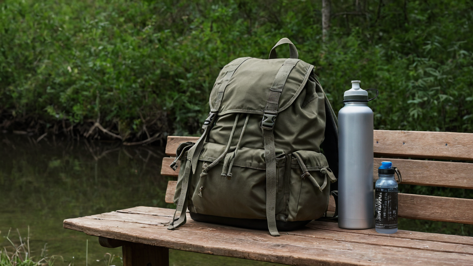 Fitted backpack photographed in natural daylight