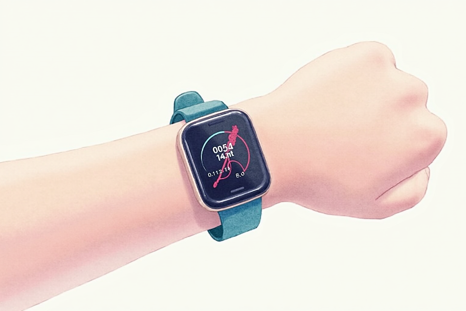 Wrist fitness tracker displaying heart rate zone graph during exercise