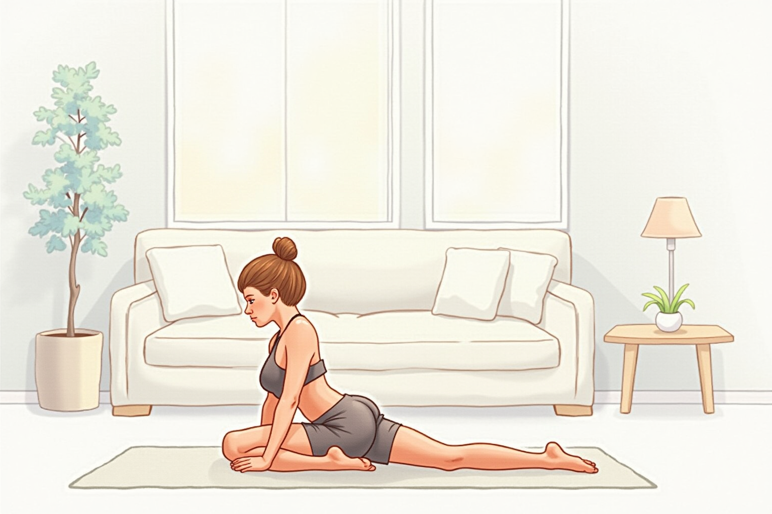 Person stretching gently after a workout in a living room