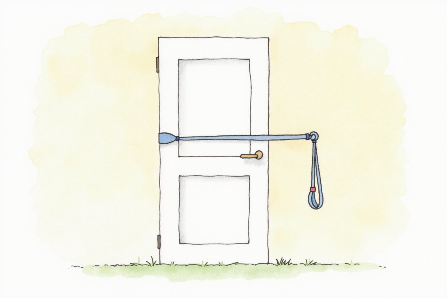 Resistance band loop attached to door anchor for upper body