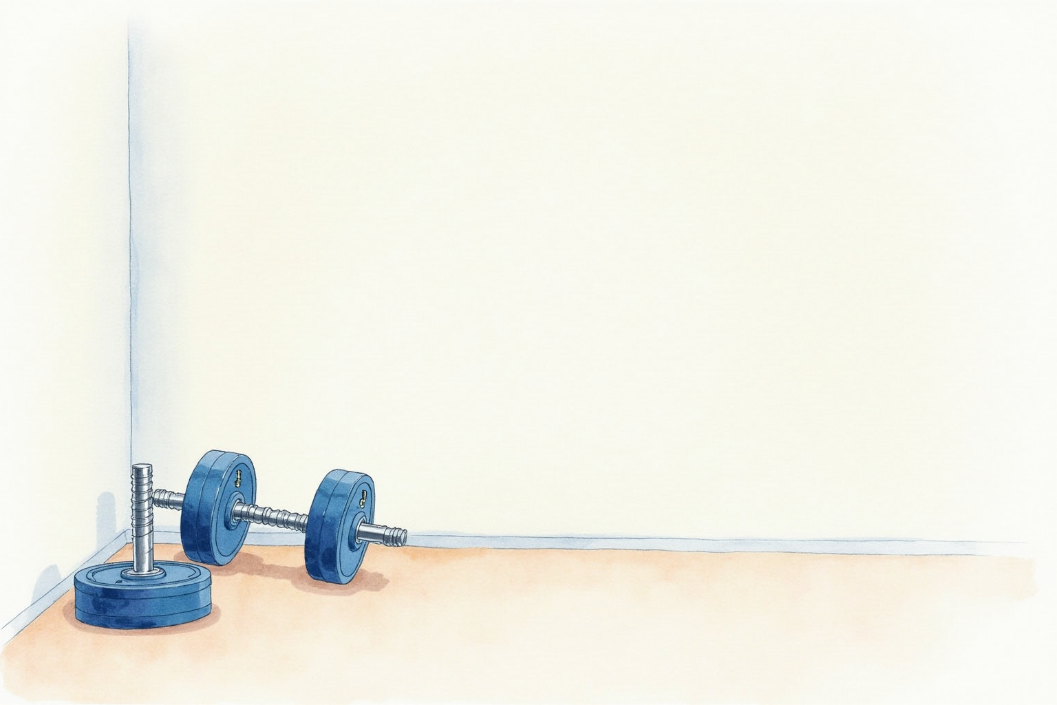 Clean home gym corner with single adjustable dumbbell set