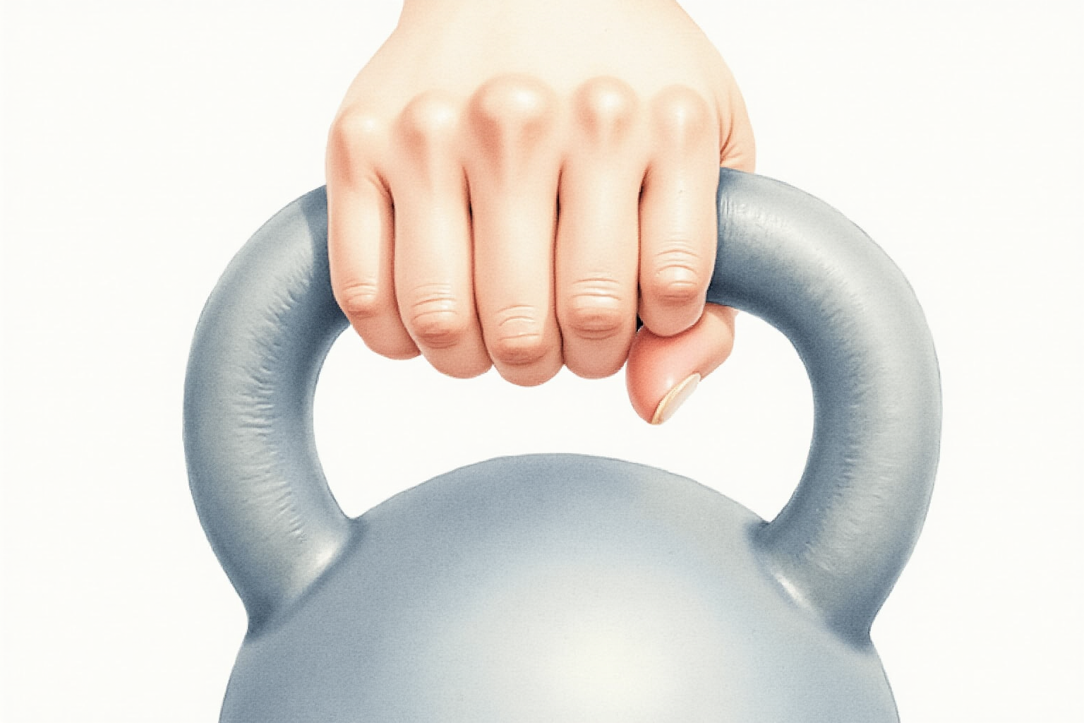 Hand wrapping around kettlebell handle gripping firmly