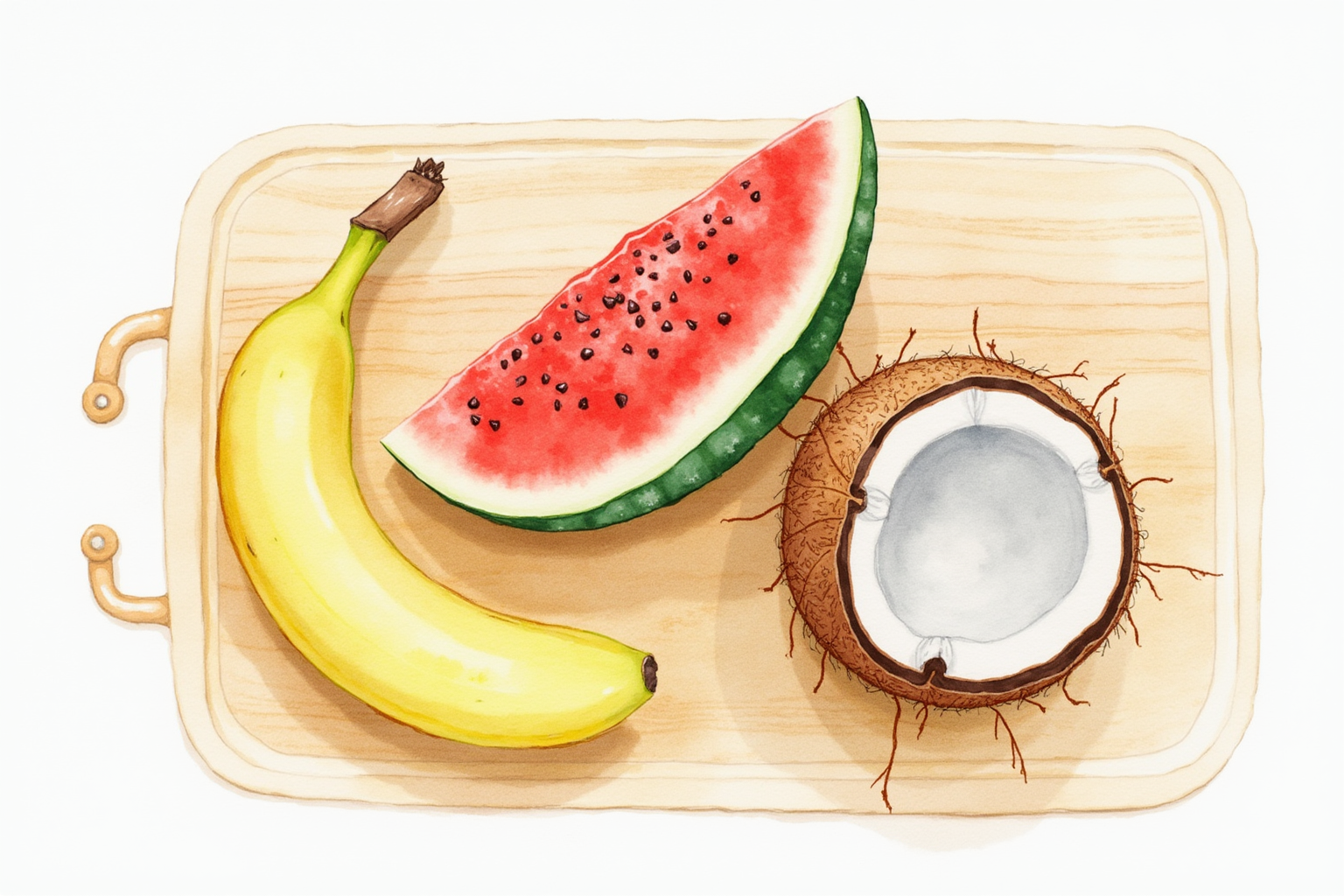 Fresh fruits with high electrolyte content on cutting board