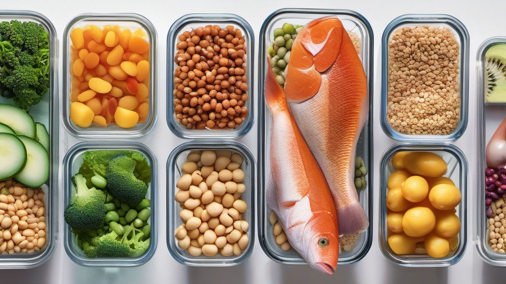 Meal prep containers with varied protein sources and vegetables