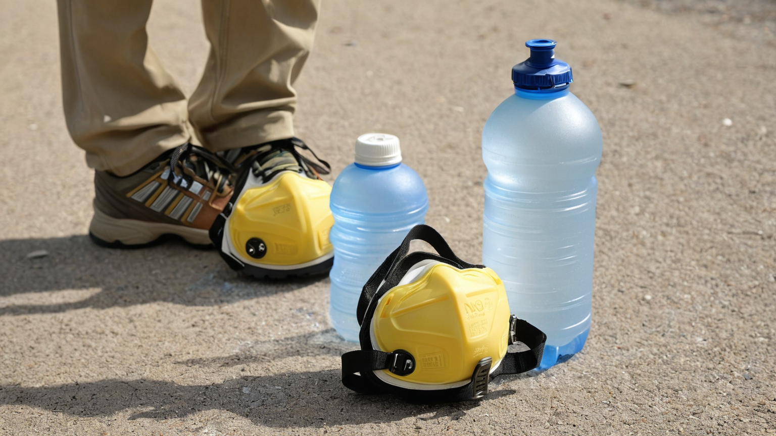 Respirator and shoes ready